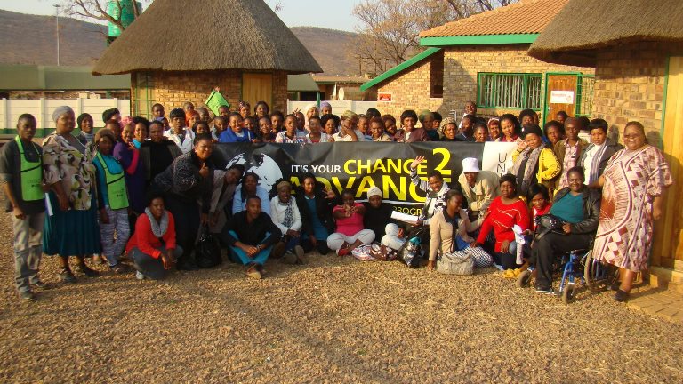 Facilitator Mrs Bongi Zengele with participants of HIV and AIDS: Positive Living class